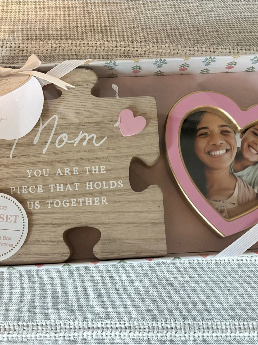 Sheffield Home Pink and Gold Heart Mom Puzzle Frame Set